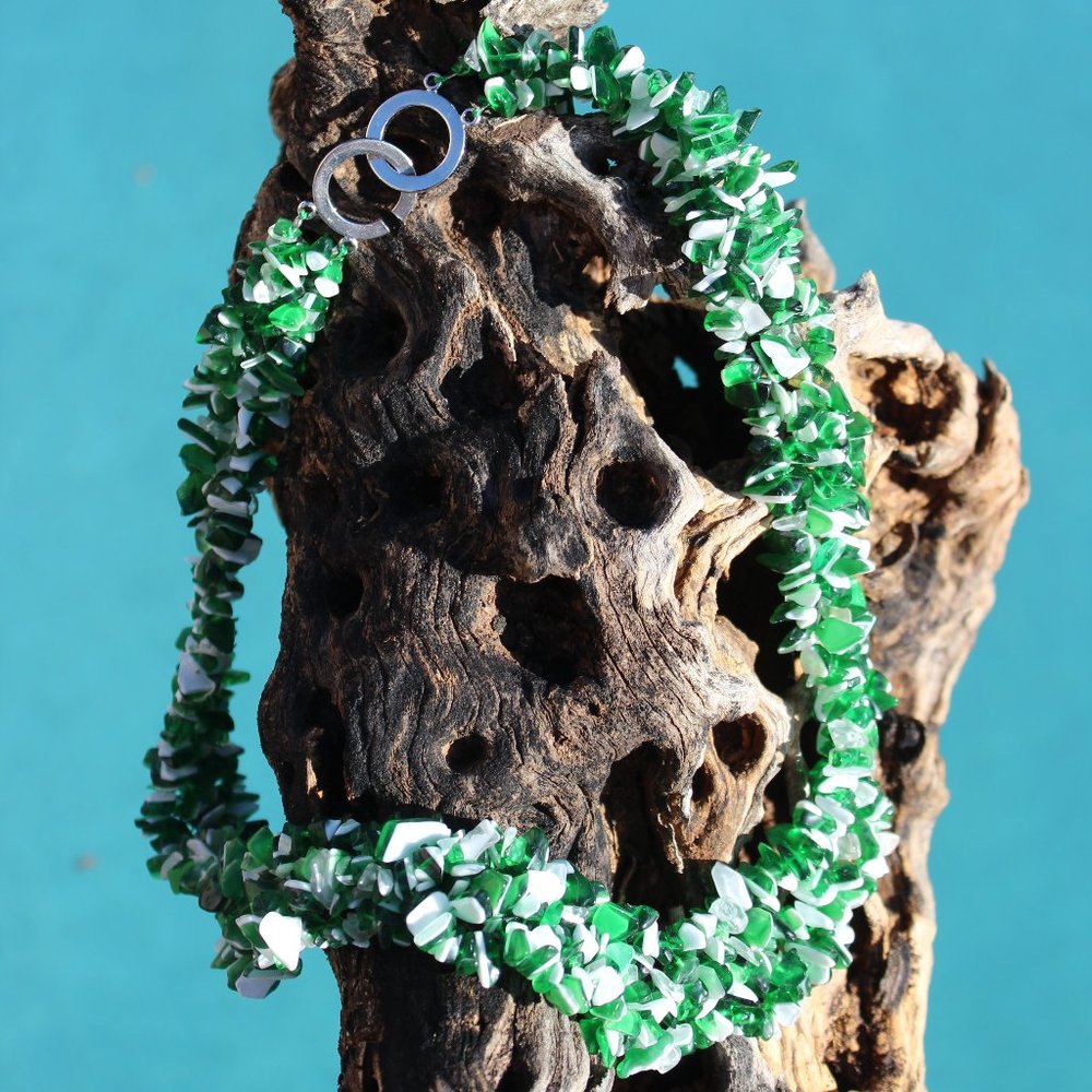 The Cleopatra Collection / Green & White Glass Necklace